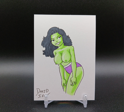 #ad Original SHE HULK Pinup Artist Sketch Card 1 1 David Icon PSC ATC Marvel $19.99