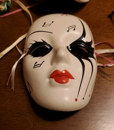 LOTE de 4 mascarillas de cerámica de porcelana Mardi Gras - Imagen 4 de 12