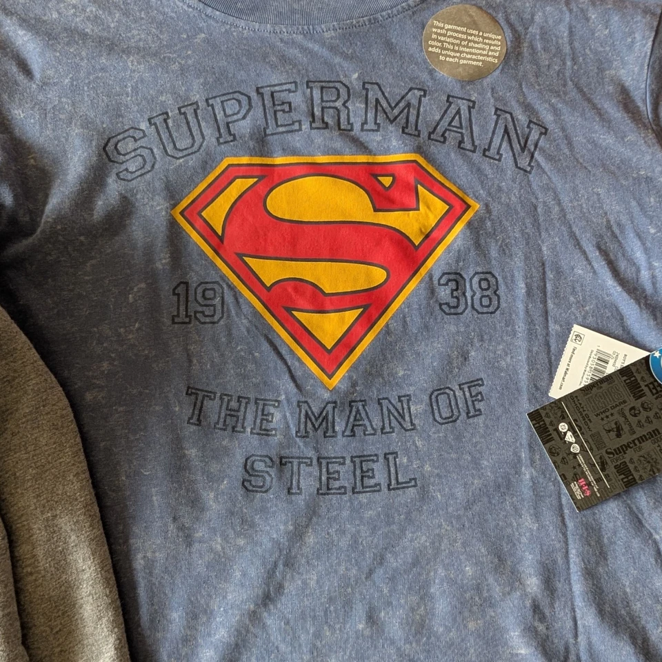 Conjunto de camiseta y pantalones cortos gráficos Superman DC Comics para dormir niños talla L (10-12) nuevo con etiquetas grandes Foto 4 de 4