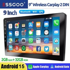 9'' Android 15 Double 2DIN Car Stereo Carplay Touch Screen GPS HIFI DSP FM 2+32G