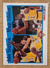 1991-92 NBA HOOPS JOHN STOCKTON MAGIC JOHNSON LEAGUE LEADERS #312 JAZZ LAKERS