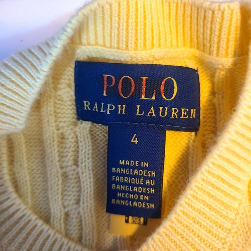 Polo Ralph Lauren Girls Mini Cable Knit Cardigan Corn Yellow Size 4 Kids - Picture 4 of 5