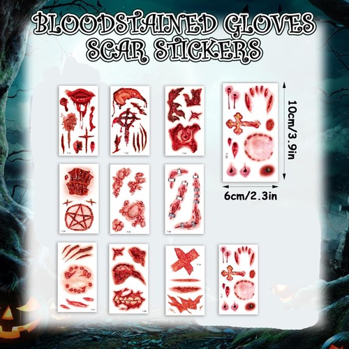 ZELAITE Halloween Schlachter Kostüm Set – Blutige Schürze + Tattoos - Bild 4 von 7