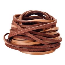 TeeLiy 3mm Flat Genuine Leather Cord, Strip Cord Braiding String Flat, Tan