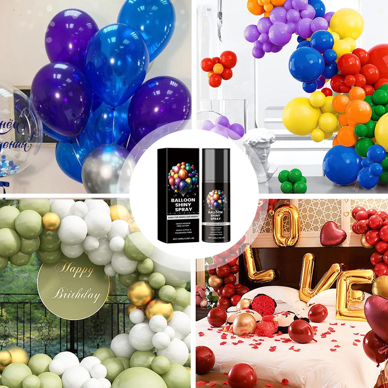 100ml Balloon Gloss Spray Quick Drying Balloon Shine Spray for Latex Balloons