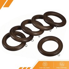 6PACK 2.75 Inch Wooden Curtain Drapery Rings Hook for Curtain Drapery Rod Walnut