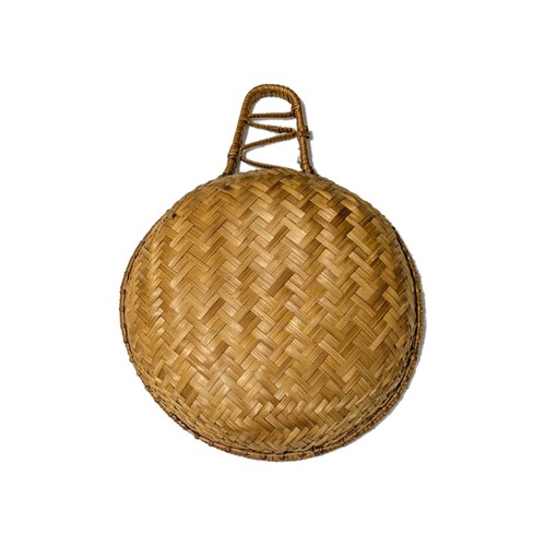 Vintage Natural Woven Basket 9" Side Serving 4" Handle Asian Style - Picture 2 of 11