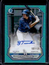 2026 Bowman Brendan Tunink Chrome Auto Aqua Refractor 1st Prospect #/125 Dodgers