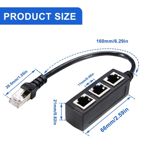 RJ45-Ethernet-Splitterkabel, 1 Stecker auf 3 Buchsen, LAN-Ports, Ethernet-S7189 - Bild 7 von 7