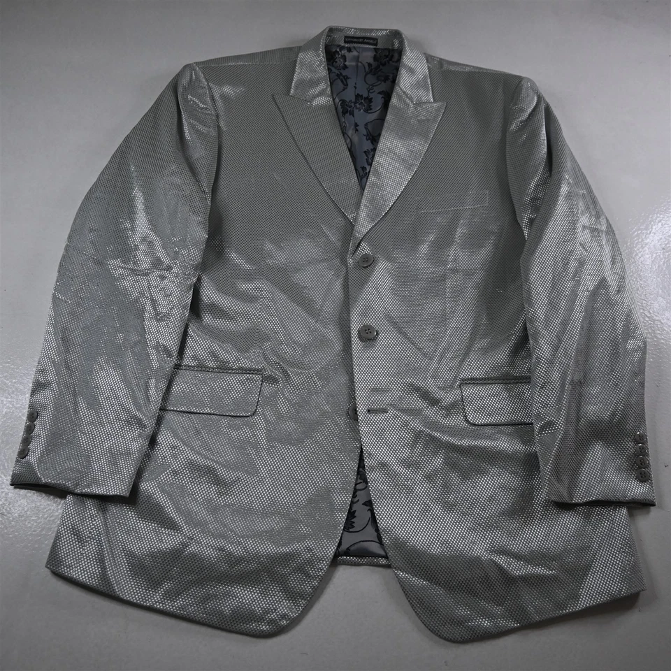 Vittorio St Angelo 44R 36x30 Plata Cuadros 3 Piezas Chaleco Hombres Chaqueta Pantalones Traje Foto 2 de 4