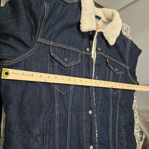 Levi Mens Denim Jacket Sherpa Lined XL Snap Closure Chest 50 Inches Length 28 - Picture 7 of 12