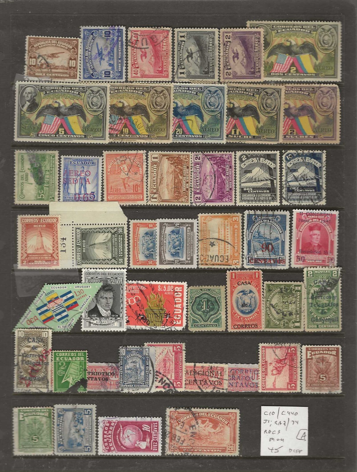 ECUADOR...Sc #C10/440; J1; RA2/74; RAC1 ...Mint & Used...1896/1964...45 Diff
