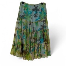 Vintage Tropical Flowy 100 Silk Skirt