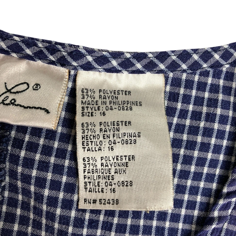 Vintage Kathie Lee Maxi Dress 16 Blue Gingham Plaid Button Cottagecore Prairie - Image 4 of 4