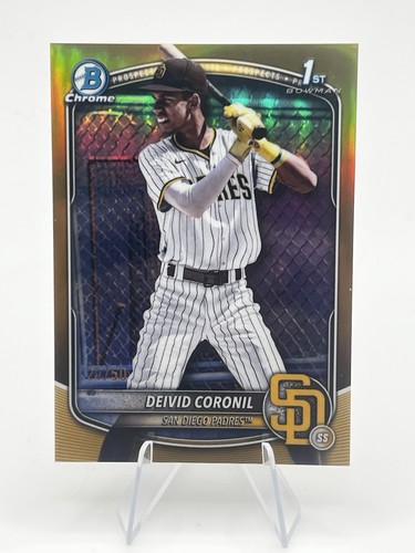 2025 Bowman Chrome - Deivid Coronil /50 1st True Gold Refractor #BCP-173 Padres
