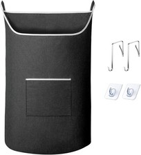 Black Hanging Laundry Hamper Bag, XL Door Hanging Hamper with Large Opening