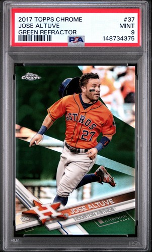 JOSE ALTUVE 2017 Topps Chrome Green Refractor #37 PSA 9 MINT