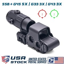 G45 G43 G33 Magnifier / 558 Holographic Red Green Reflex Sight Scope QD Mount