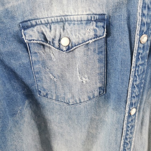 Camicia manica lunga ALL SAINTS Ikeoa grande blu denim western invecchiato - Foto 3 di 14