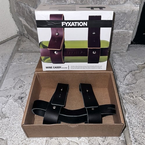 New Fyxation Black Leather 0.75L Wine Bottle Alcohol Bike Caddy Holder Bicycle - Picture 2 of 4