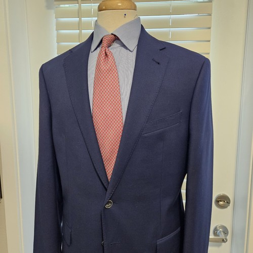 Joseph Abboud Blazer Mens 42R Navy Blue Reda Wool Hopsack Metal 2 Button Preppy - Imagen 2 de 9