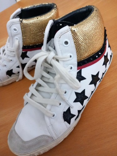 Rare Ash High Top Trainers Womens White Leather Studded With Stars Size 37 4 UK - Picture 12 of 14
