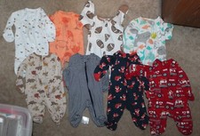 LOT OF 8  Boys' Newborn COTTON FOOTIE PAJAMAS - EUC