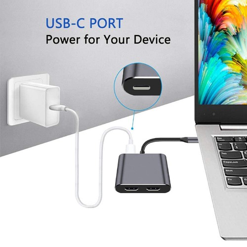 4K USB C to Dual HDMI Adapter HUB, 4 in 1 Type C to Dual HDMI Converter - Picture 10 of 15