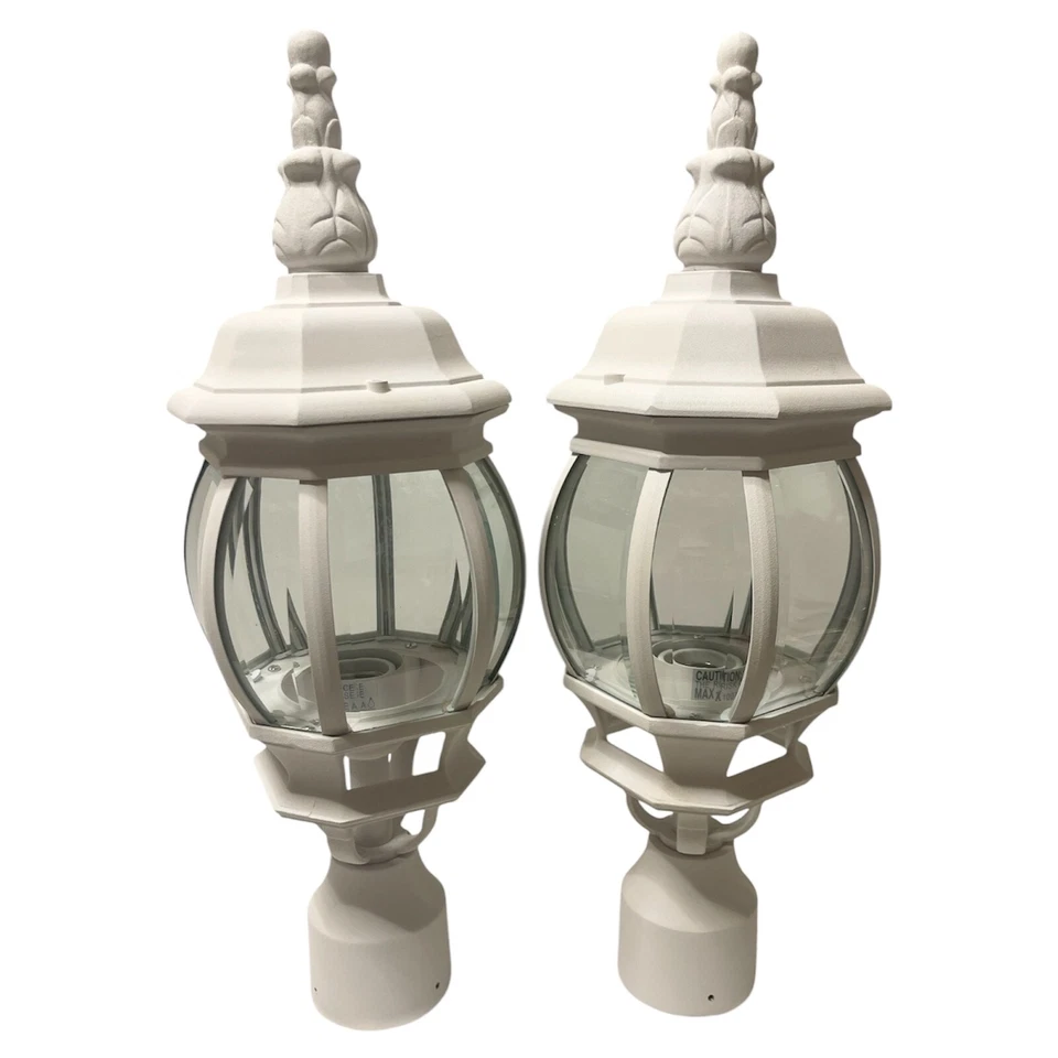 2 peças Savant branco iluminação externa alumínio fundido painel de vidro chanfrado transparente NOVO - Imagem 3 de 3