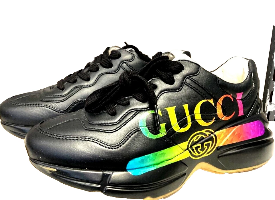 Tênis Feminino Preto Gucci Rhythmon Logotipo Arco-íris Tamanho 34 - Imagem 2 de 4