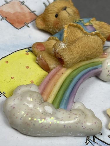 Cherished Teddies Enesco Whimsical Rainbow Sun Bear Lapel Pin Earring Set 310425 - Picture 13 of 15