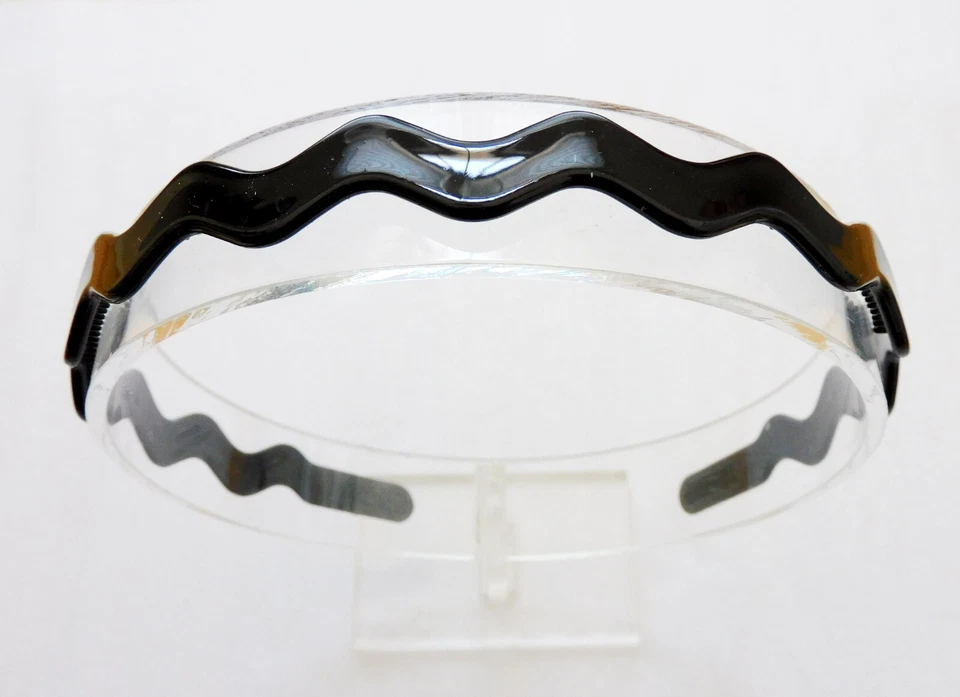 Juego de dos diademas onduladas de plástico sólido diseño negro y tortuga Foto 4 de 4