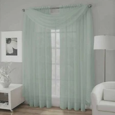  Platinum Collection Crushed Voile Sheer Window Scarf Valance in Spa Blue
