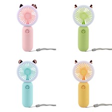 Cartoon Mini Silent Outdoor Summer Wind Fan Portable And Cute LED Night Light