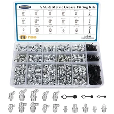 310PCS SAE & Metric Grease Nipple Assortment Kit, Hydraulic Grease Fittings Stan
