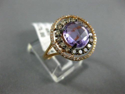 3.50CT WHITE CHOCOLATE FANCY DIAMOND & AAA AMETHYST 14K ROSE GOLD HALO LOVE RING - 第 4/12 張圖片