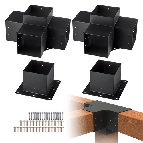VEVOR 6''x6'' Pergola Bracket Kit inner 5.6x5.6 4-Way Woodworks DIY Post 4 pcs - Picture 12 of 12
