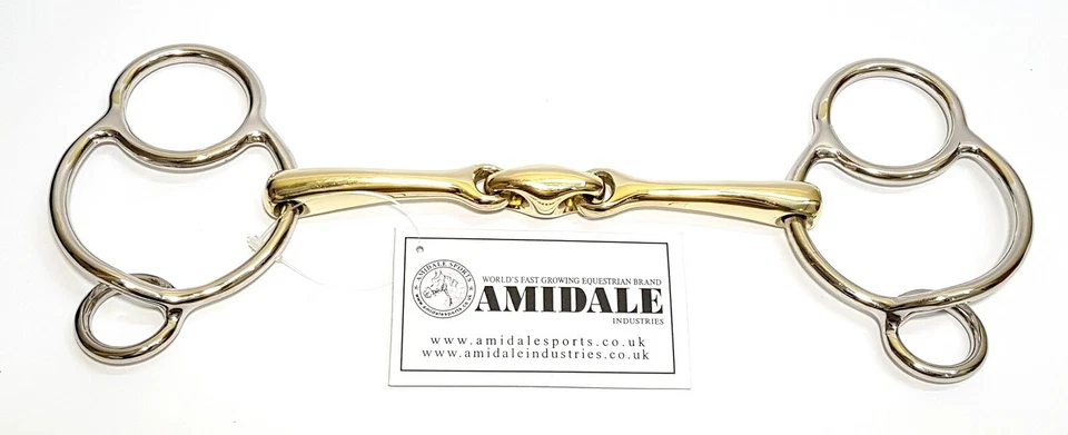 AMIDALE UNIVERSAL 3 RING KNEBEL PFERDE BIT DEUTSCH SILBER S.STAHL BIT PFERDEBIT BRANDNEU MIT ETIKETT