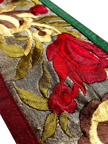 Vintage Saree Border India Decorative Trim Antique Embroidered Ribbon Silk Sari - Picture 6 of 8