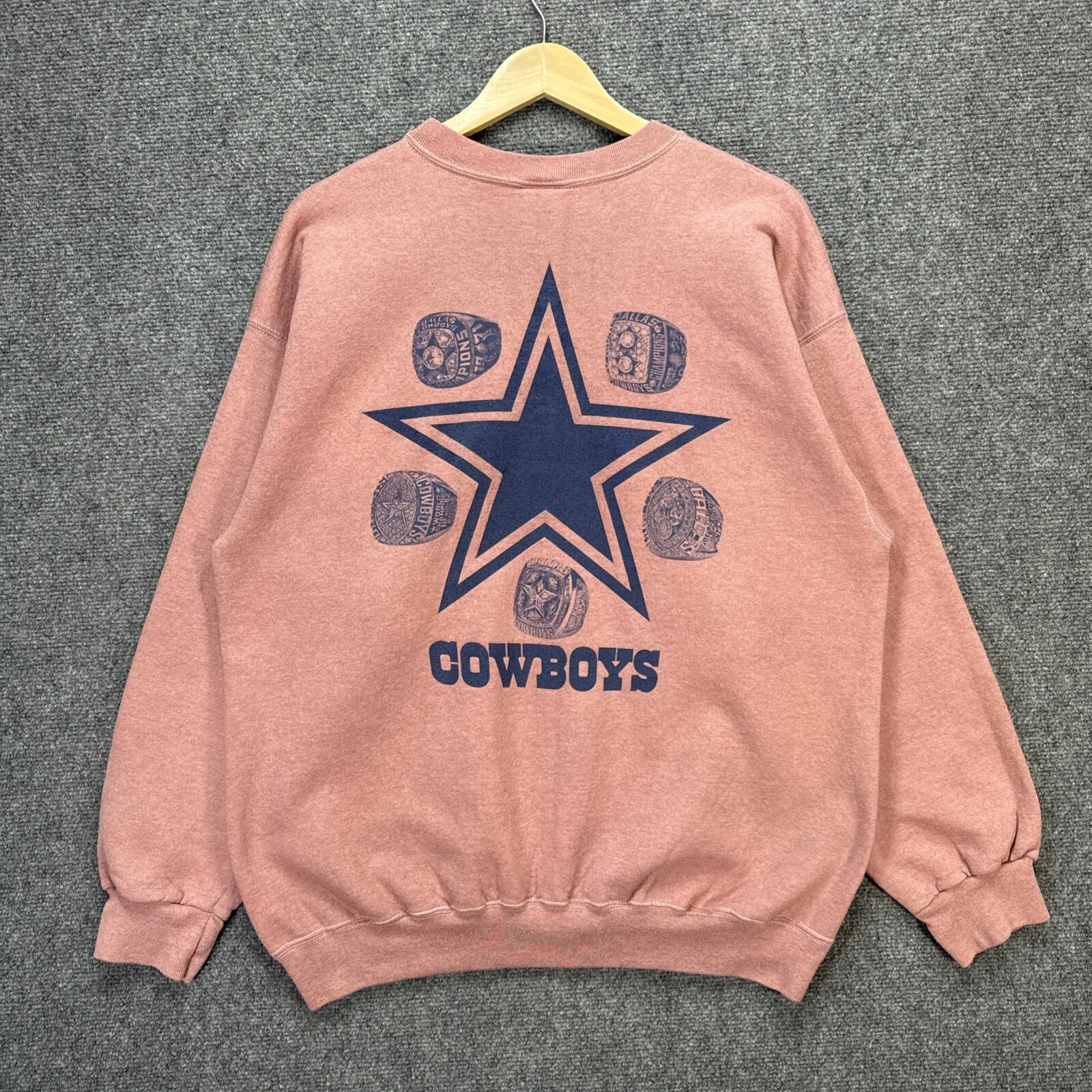 Vintage Dallas Cowboys Sweatshirt Mens Large Brown 90s Got Rings Super Bowl football
