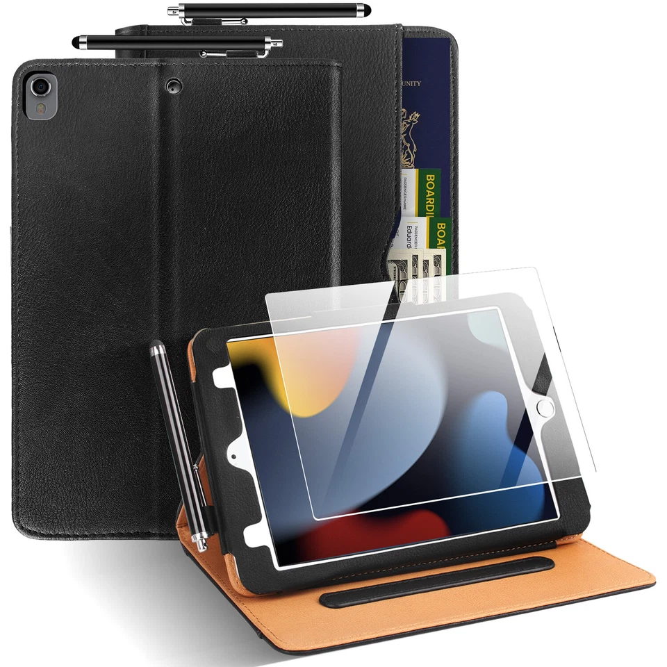 Funda de cuero con soporte para iPad 9ª 8ª 7ª generación 10,2" con protector de pantalla Foto 3 de 4