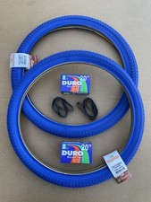 20 x 1.75 Bicycle Tires  Tubes Bundle All Blue Tire Street Smooth BMX Bike DURO
