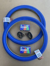 20 x 1.75 Bicycle Tires + Tubes Bundle All Blue Tire Street Smooth BMX Bike DURO