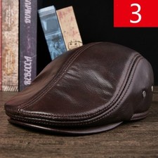 Men Leather Newsboy Hat Cap Retro Style Beret Gatsby Flat Golf Cabbie Baker Hat