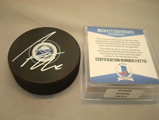 Carter Hutton Signed Buffalo Sabres Hockey Puck Autographed Beckett BAS COA 1A