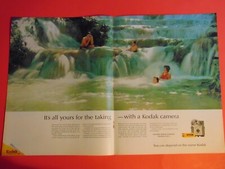 1962 KODAK Camera Family swims in waterfalls vintage print ad