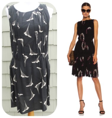 Designer NINA RICCI Size 40 US 8 Silk Folded/Pleated Cocktail Dress, floral