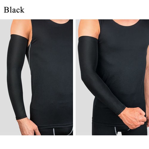 Mens Cooling Arm Sleeves Cover UV Sun Protection Fingerless Basketball Elbow P ∮ - Picture 7 of 20