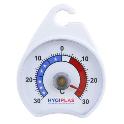HYGIPLAS Dial Fridge/Freezer Thermometer/Kitchen Appliance - With Hanging Hook