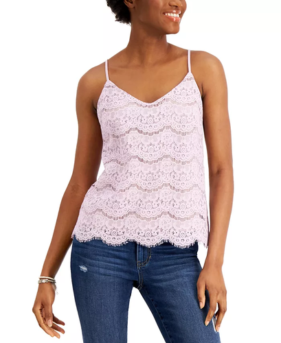 Love, Fire Juniors' Lace Sleeveless V-Neck Camisole Top Light Purple S, $34 NWT - 第 1/3 張圖片